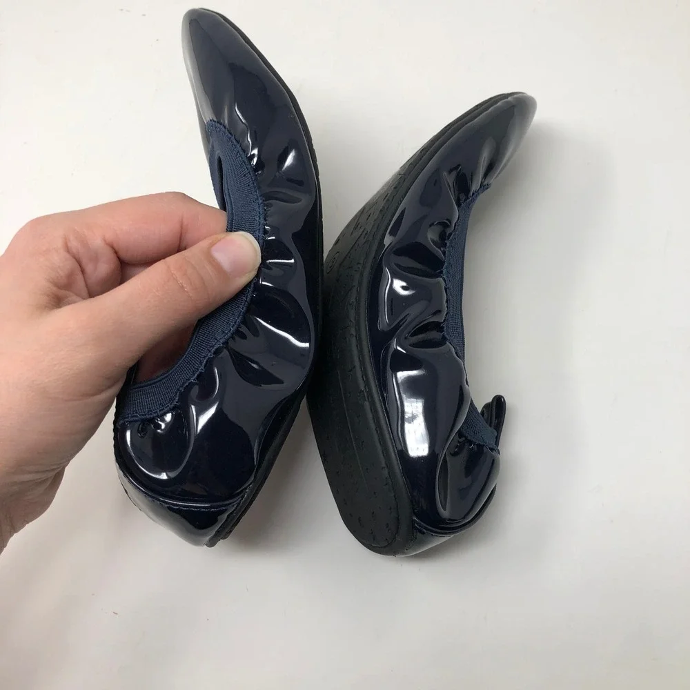 Yosi Samra‎ Ballet Flats Girls 3Y Kids Navy Patent Miss Samra Foldable Shoes